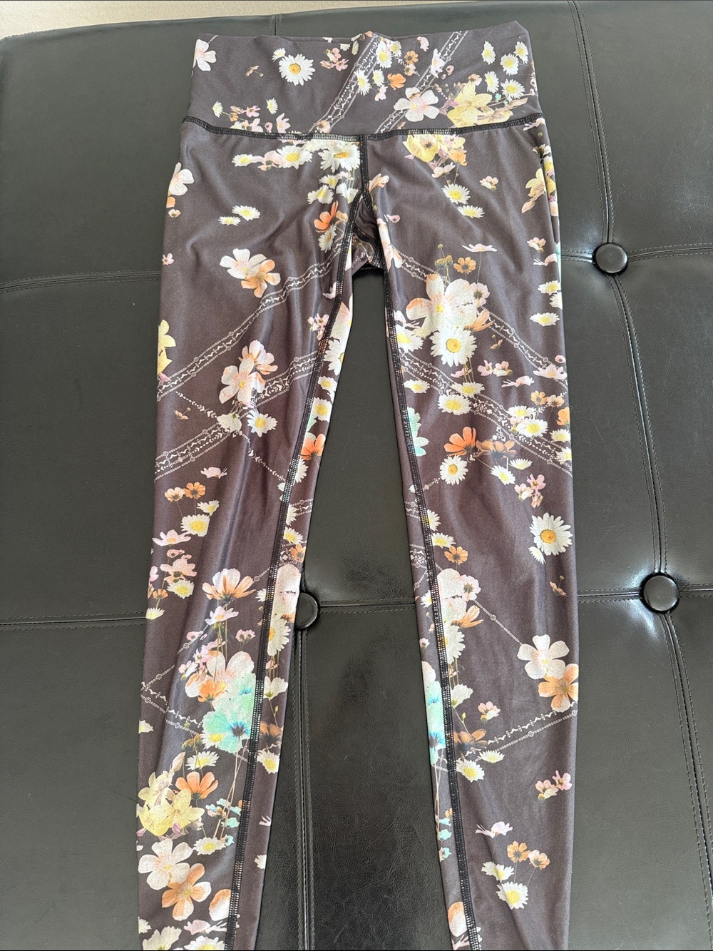 Girls Floral Active Leggings - Black Floral